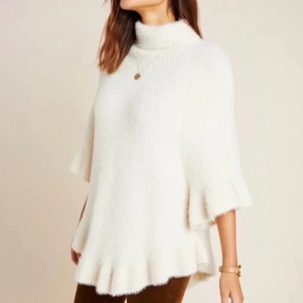 Anthropologie Cream Cowl Neck Sweater